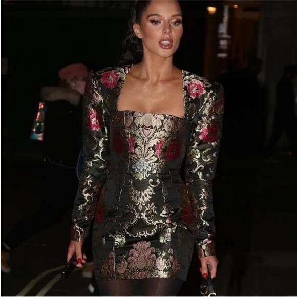 NWOT HOUSE OF CB 'Mona' Jacquard Boned Bustier Long Sleeve Mini Dress Size XS - Picture 14 of 16